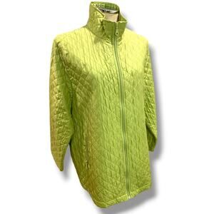 XL Nomadic Traders Womens‎ Green Silk Quilted Full Zip Jacket